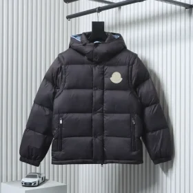 Moncler Cyclone Down Jacket With Large Logo Detachable Sleeves And Hood