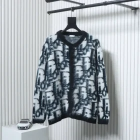 Monogrammed Jacquard Mohair Cardigan