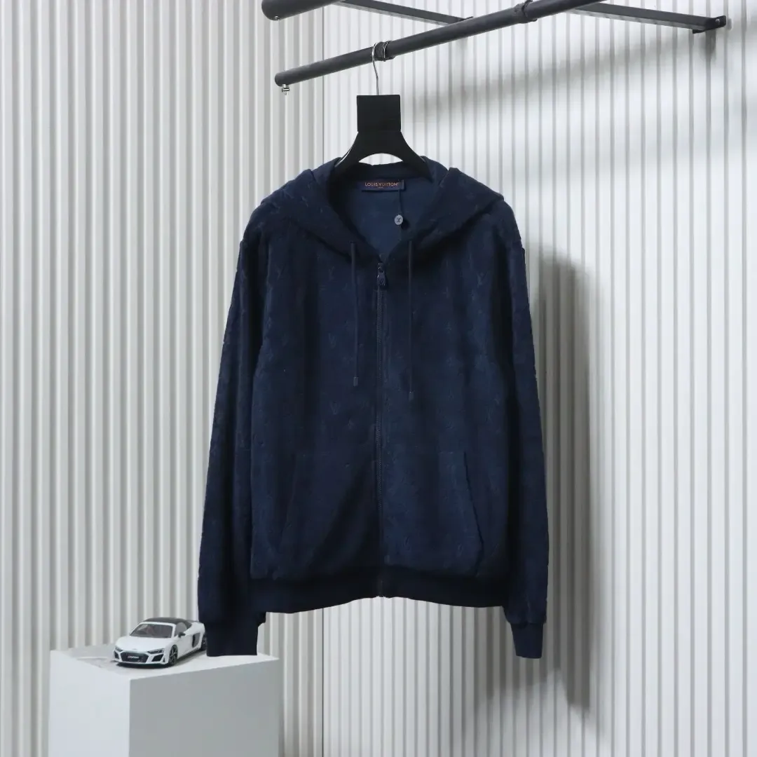 Monogrammed Terry Cloth Jacket With All Over Print And Zipper Closure