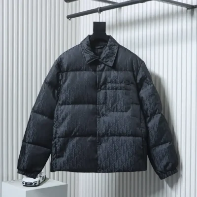 New Down Jacket With Monogrammed Jacquard Fabric Collar - etkick reps