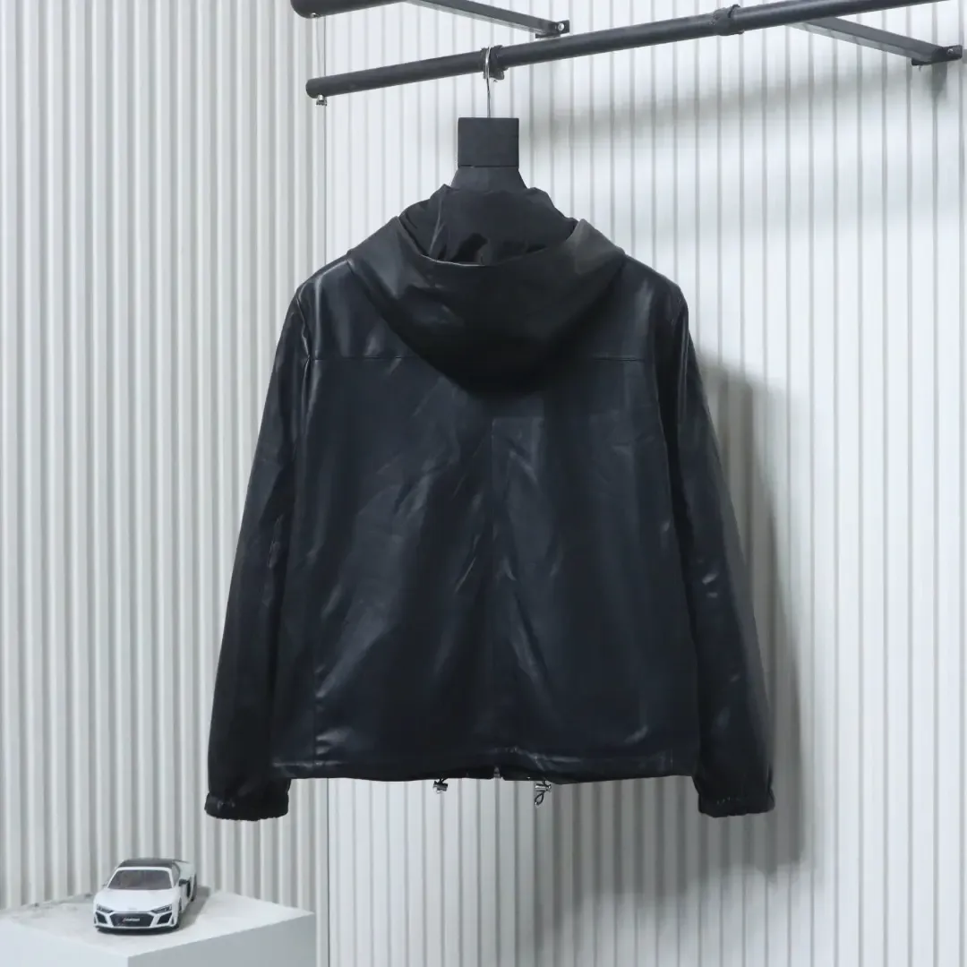 Reversible Hooded Jacket Made Of Leather And Nylon - Image 2
