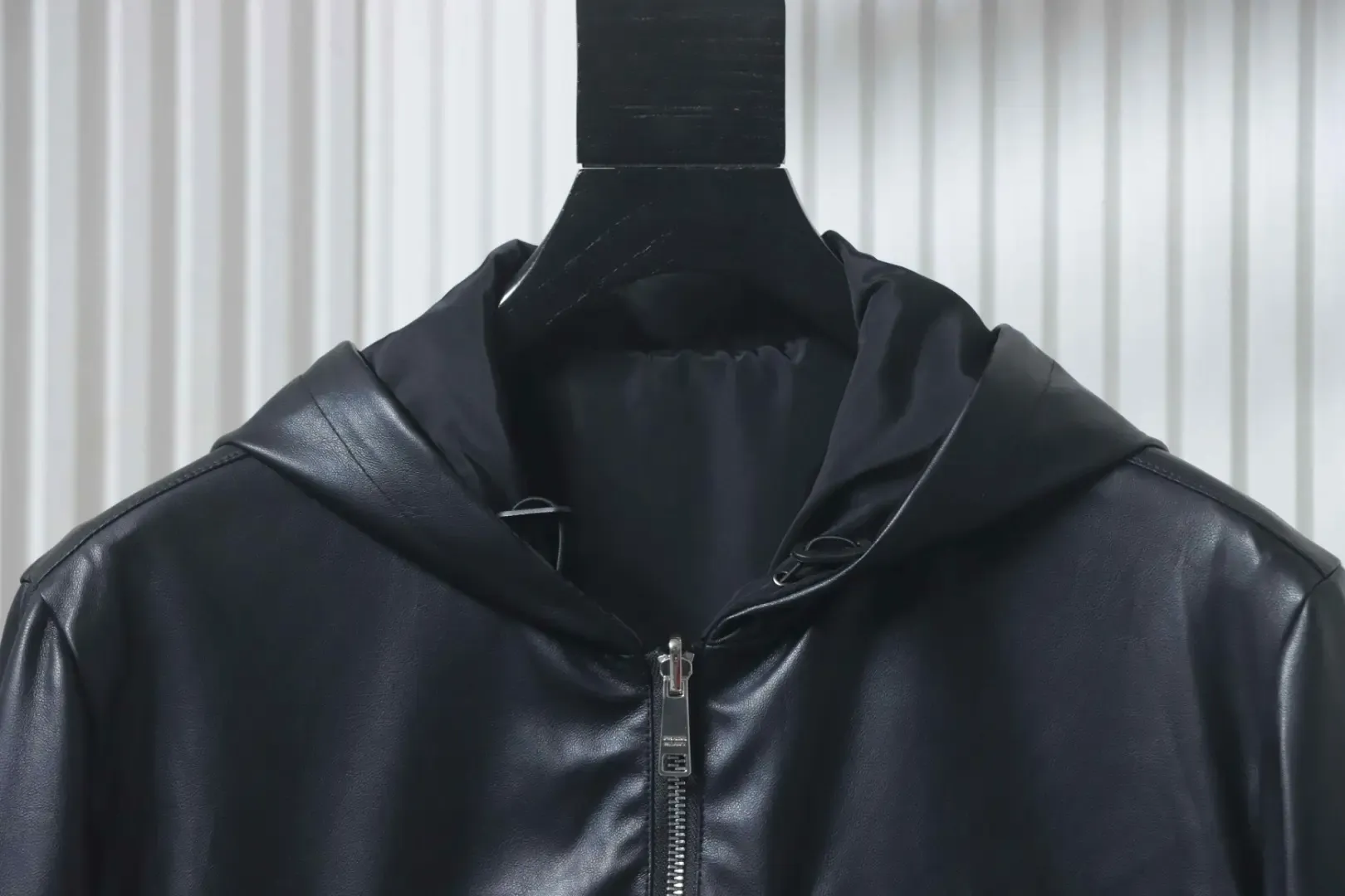 Reversible Hooded Jacket Made Of Leather And Nylon - Image 3