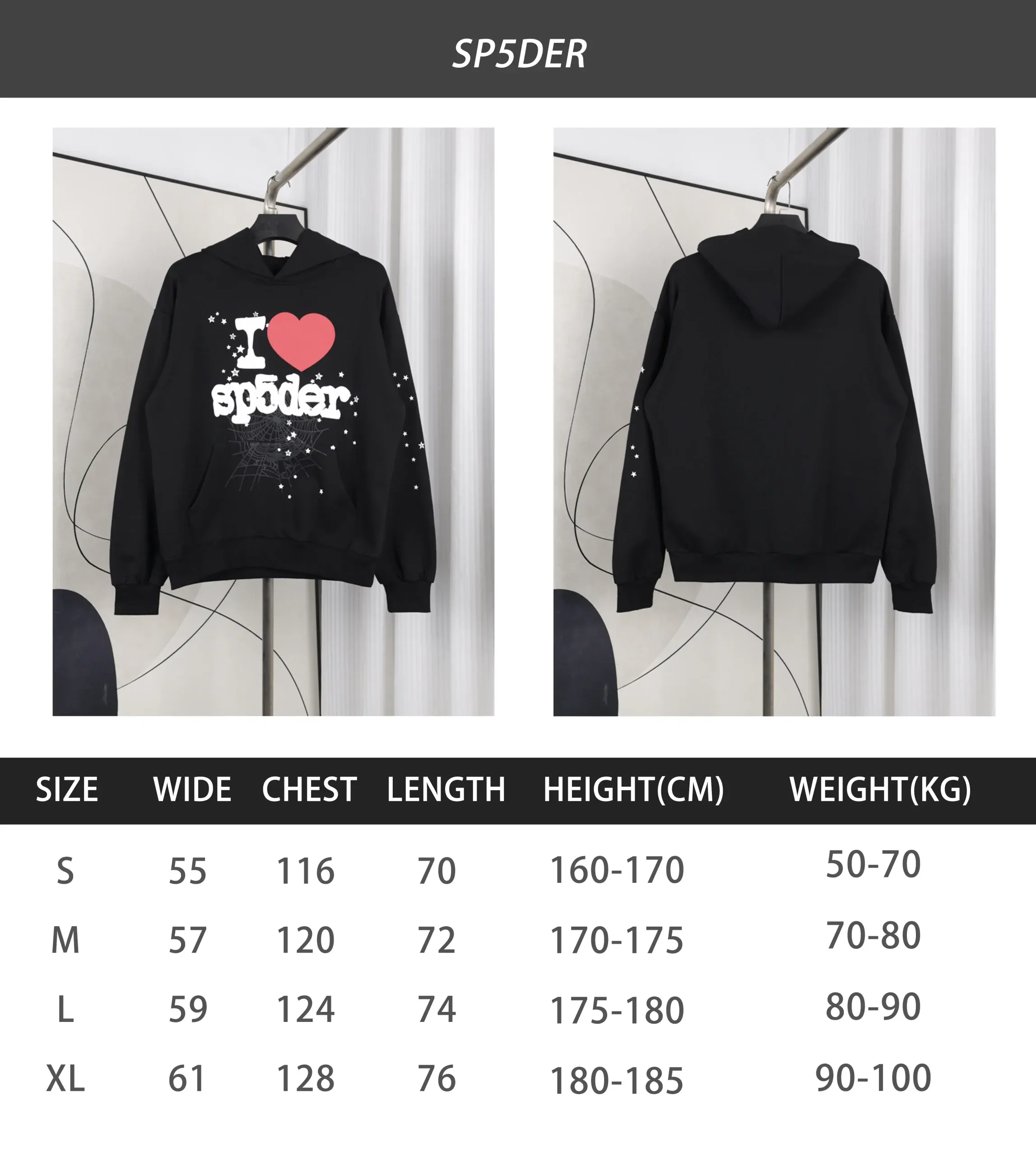 Sp5der I Heart SP5 Souvenir Hoodie Black - Image 18