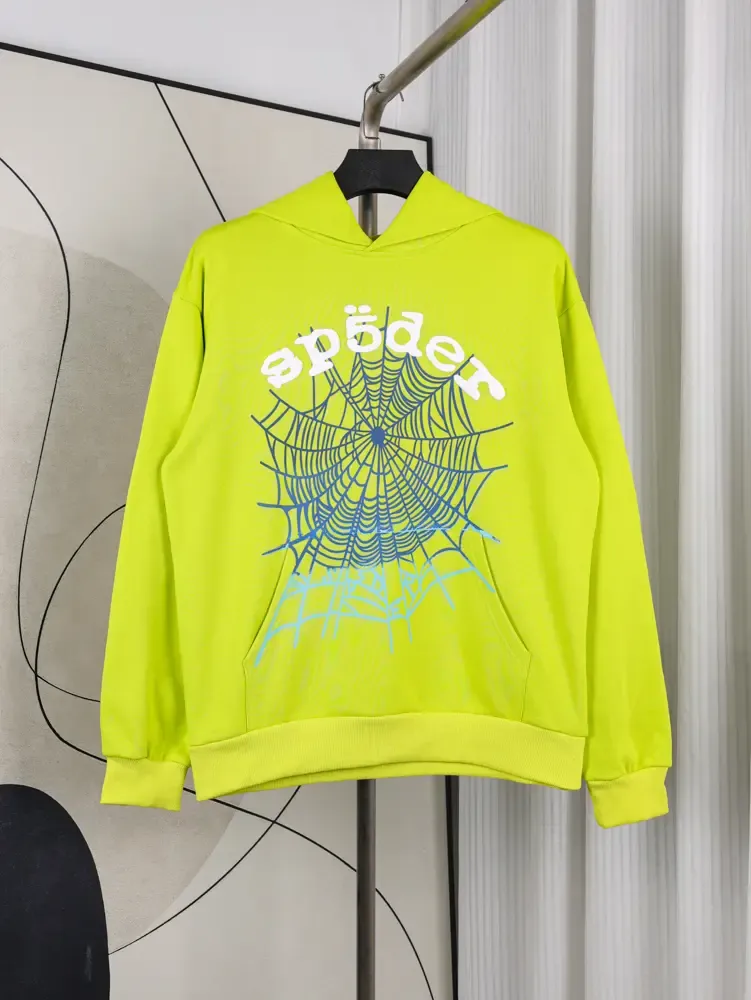Sp5der Og Web V2 Gradient Hoodie Acid Green