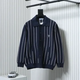 Striped Cardigan With Collar