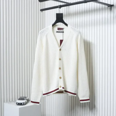 Striped Coarsely Knitted Cardigan With A Hem - etkick reps