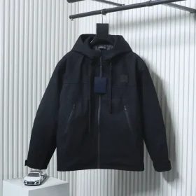 Trench Coat With Monogram Embossing And Cargo Pockets, And A Down Jacket With A Zipper