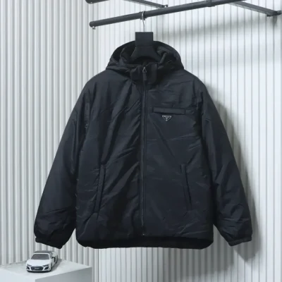 Triangle Brand Hooded Down Jacket Made From Recycled Nylon - etkick reps