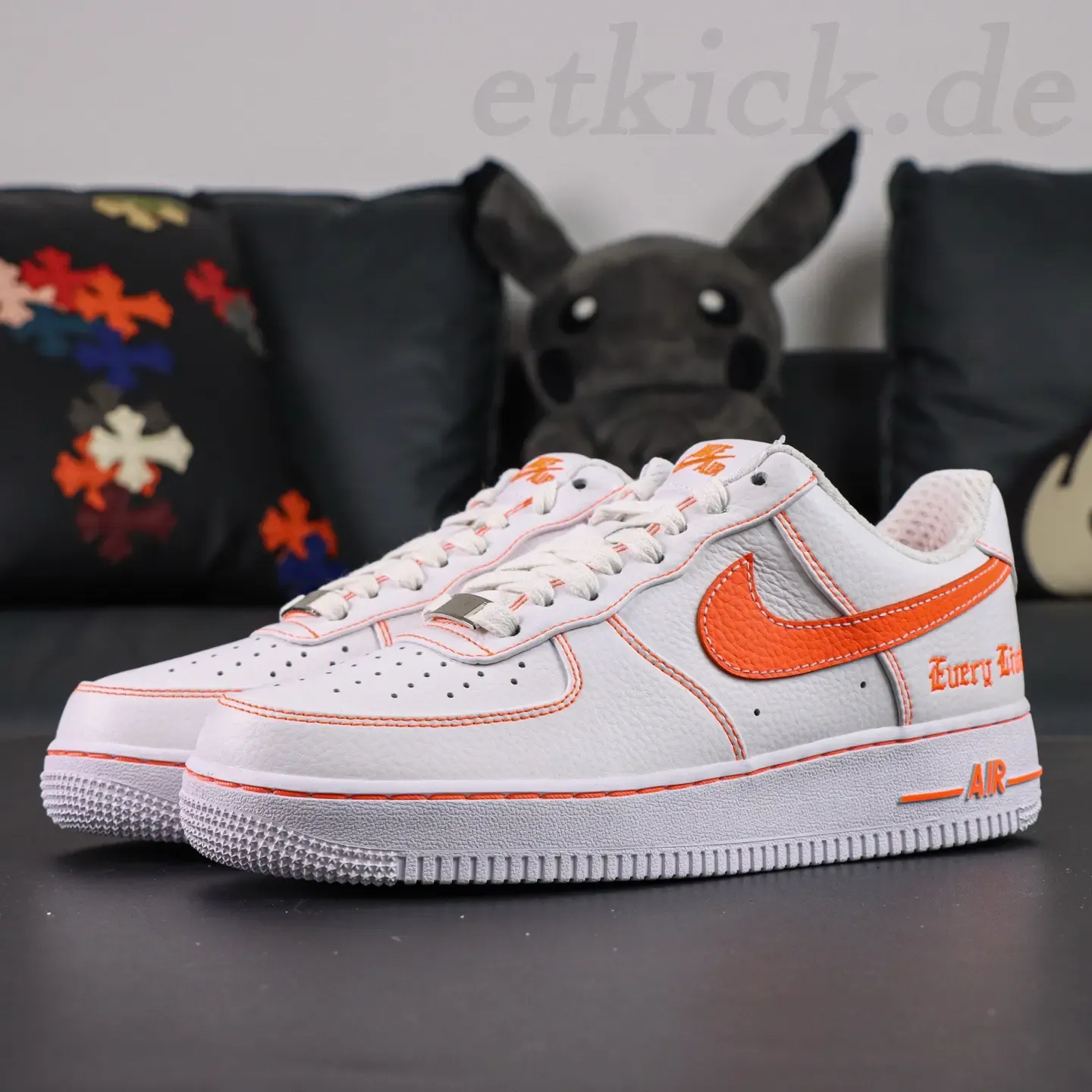 VLONE x Nike Air Force 1 '07 LV8 Low White and Orange - Image 3