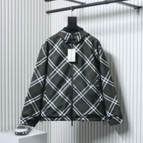 Warhorse Jacket With Embroidered Checkered Pattern And Double Sided Zipper