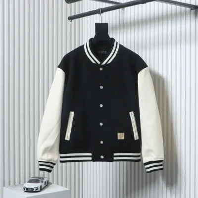 Xinqiao Wool Baseball Jacket With Embroidered Patchwork Pattern - etkick reps