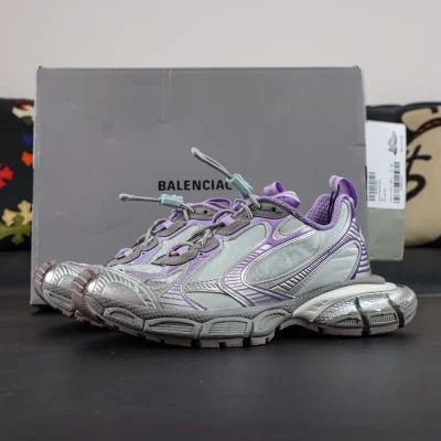 Balenciaga 3Xl Distressed Platform Sneakers With Round Toe Purple Silver - etkick reps
