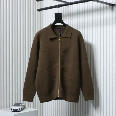 Coat With Embossed Logo Letter Zipper And Embroidered Lapel - etkick reps