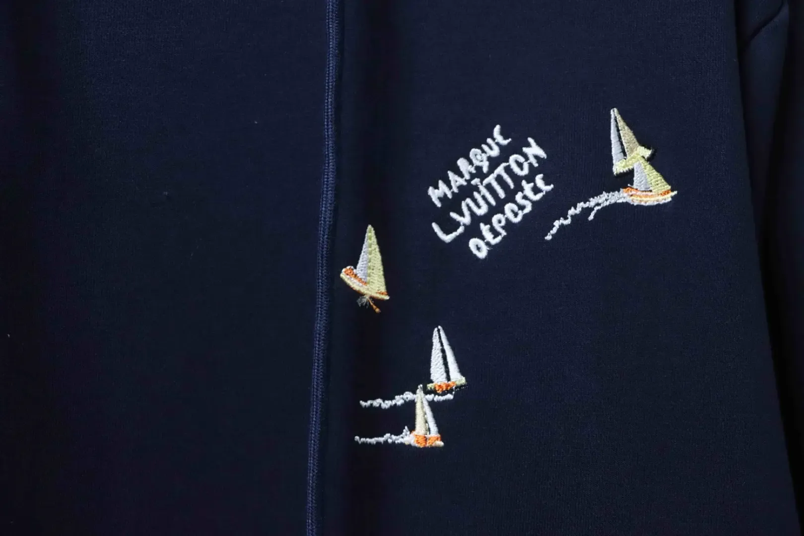 Hoodie With Sailboat Pattern And Embroidery - etkick reps