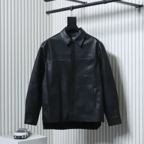 Leather Jacket With Anagram Pocket And Zipper