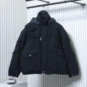 Balenciaga 22Fw Paris Heavy Industry Jacket In Padded Cotton Fabric With Distressed Design