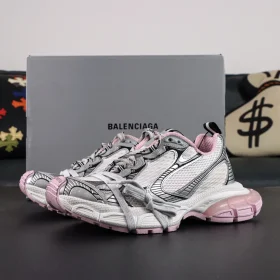 Balenciaga 3Xl Platform Sneakers With Laces And Round Toe White Pink And Black