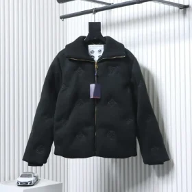 Knit Down Jacket With Monogram Embroidery