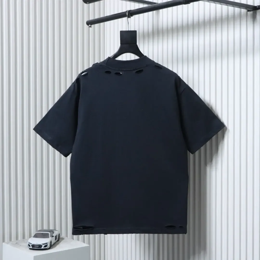 Balenciaga ShortvSleeved With Earth Print And Rips - etkick reps