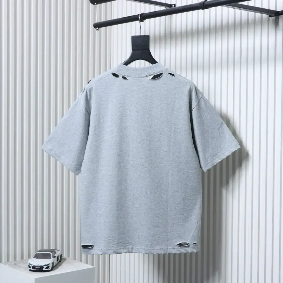 Balenciaga ShortvSleeved With Earth Print And Rips - etkick reps