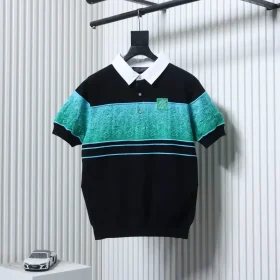LU Knitted Polo Shirt With Gradient Color And Monogram Jacquard Pattern shirt