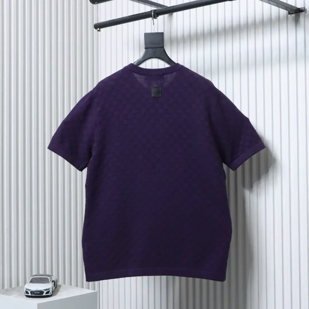 LU Shirt Jacquard Top With A Subtle Check Pattern And Letter Embroidery - Image 2