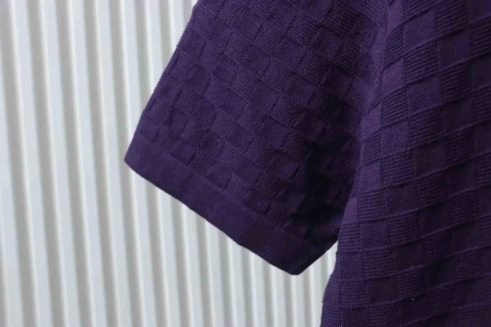 LU Shirt Jacquard Top With A Subtle Check Pattern And Letter Embroidery - Image 6