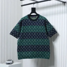 LU Short-Sleeve Jacquard Knit Top Color-Block