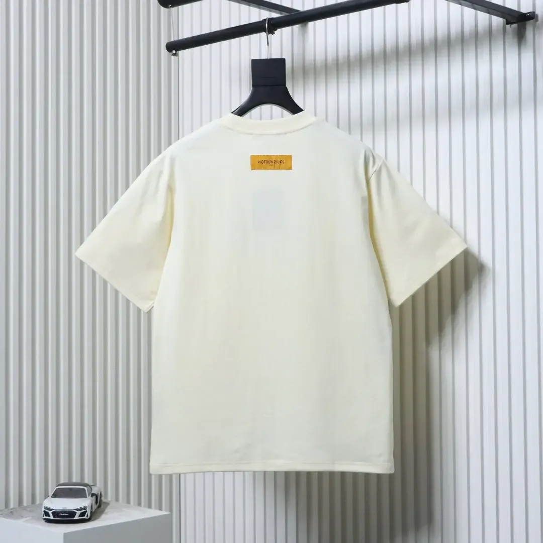 LU Short-Sleeved Top With Small Blue Floral And Letter Embroidery - Image 2