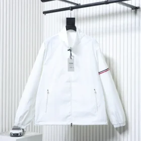 Moncler Nylon Jacket With Patch Sleeve Pockets And Zipper