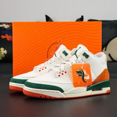 Solefly x Air Jordan 3 Retro Miami Collaboration White Green Orange - etkick reps