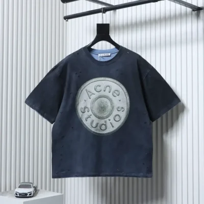 Acne Studios short-sleeved T-shirt in a used look, sandblasted and washed - etkick reps