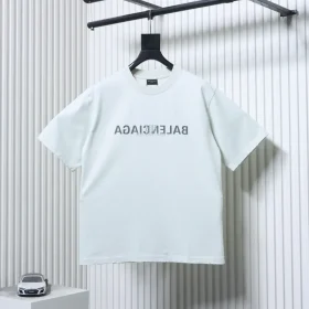 Balenciaga 25ss Reverse Letter Double B Print Washed Ripped Short Sleeve T-Shirt