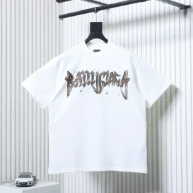 Balenciaga Double B Hand-painted Graffiti Short-Sleeve T-Shirt