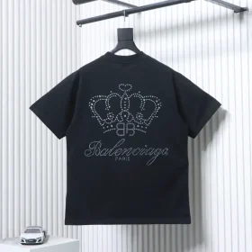 Balenciaga Heavy Industries BB Crown Rhinestone Short Sleeve T-Shirt