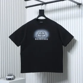 Balenciaga T-shirt with embroidered lettering, inkjet-printed used look, and short sleeves