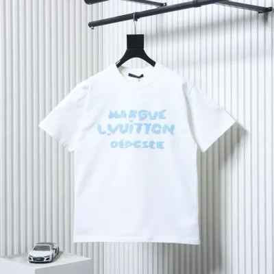Blue short-sleeved shirt with embroidered letter - etkick reps