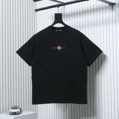 CH Sanskrit Cross Embroidered Short Sleeve T-Shirt - etkick reps