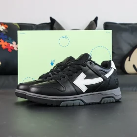 OFF-WHITE Out Of Office Casual Leather Sneakers Black and White