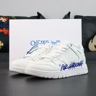 OFF-WHITE Out Of Office Leather Sneakers White with Blue - etkick reps