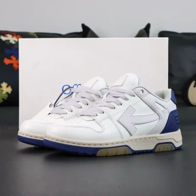 OFF-WHITE Out Of Office leather white with blue decorative stripe - etkick reps
