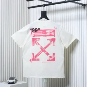 OFF-WHITE short-sleeved T-shirt with pink arrow print