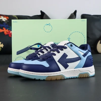 Off-White Out Of Office Leather Sneakers Casual Blue - etkick reps