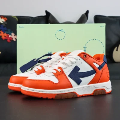 Off-White Out Of Office Leather Sneakers Casual Low-Top White And Orange - etkick reps