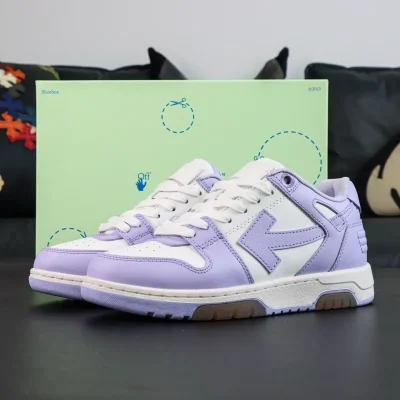 Off-White Out Of Office Leather Sneakers Casual Premium Version In Purple And White - etkick reps