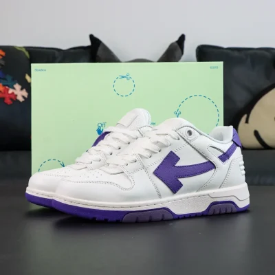 Off-White Out Of Office Leather Sneakers Casual White And Purple Arrow - etkick reps
