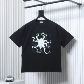 Short-sleeved T-shirts with octopus print and anagram embroidery