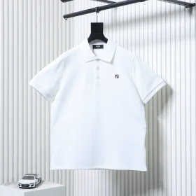 Short-sleeved polo shirt with double F metal logo, sizes M-XXL