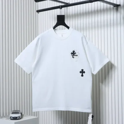 Short-sleeved shirt with leather label in a cross pattern - etkick reps