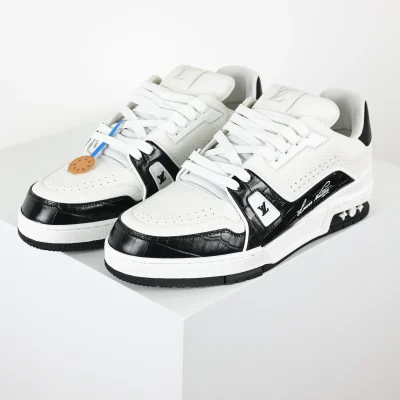 Trainer Sneakers Black Alligator and Grained Calfskin - etkick reps